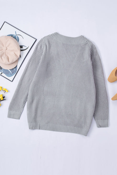 Pocket Knitted Solid Color Cardigan